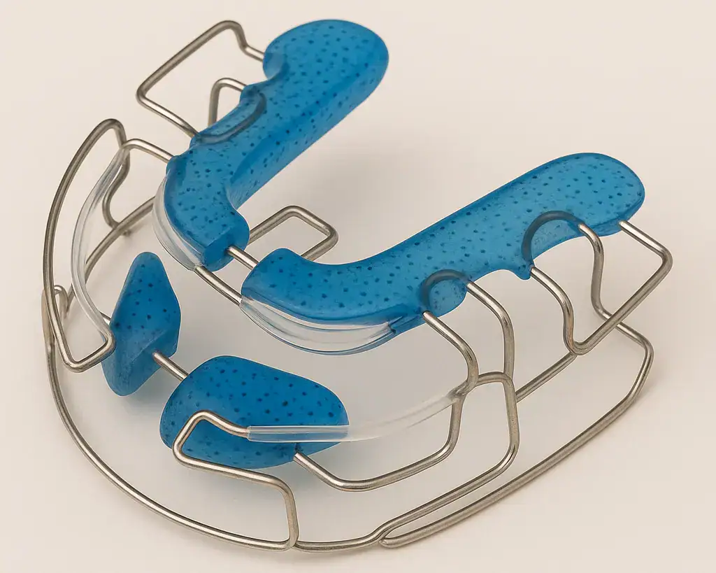 funktionsregler-nach-fraenkel Funktionsregler nach Fränkel, Gerät in blau - Funktionskieferorthopädie